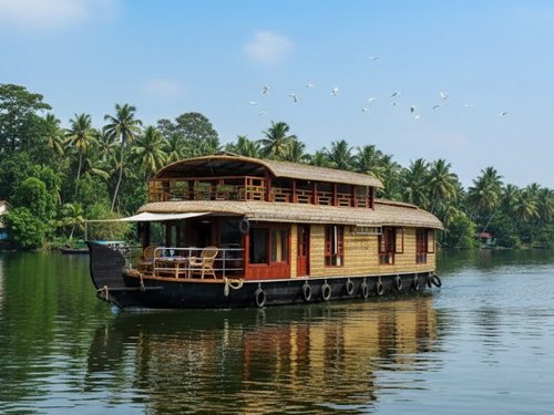 3 bedroom houseboat with upper deck and lake view in kerala