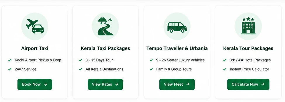Kerala taxi and tour package calculator services