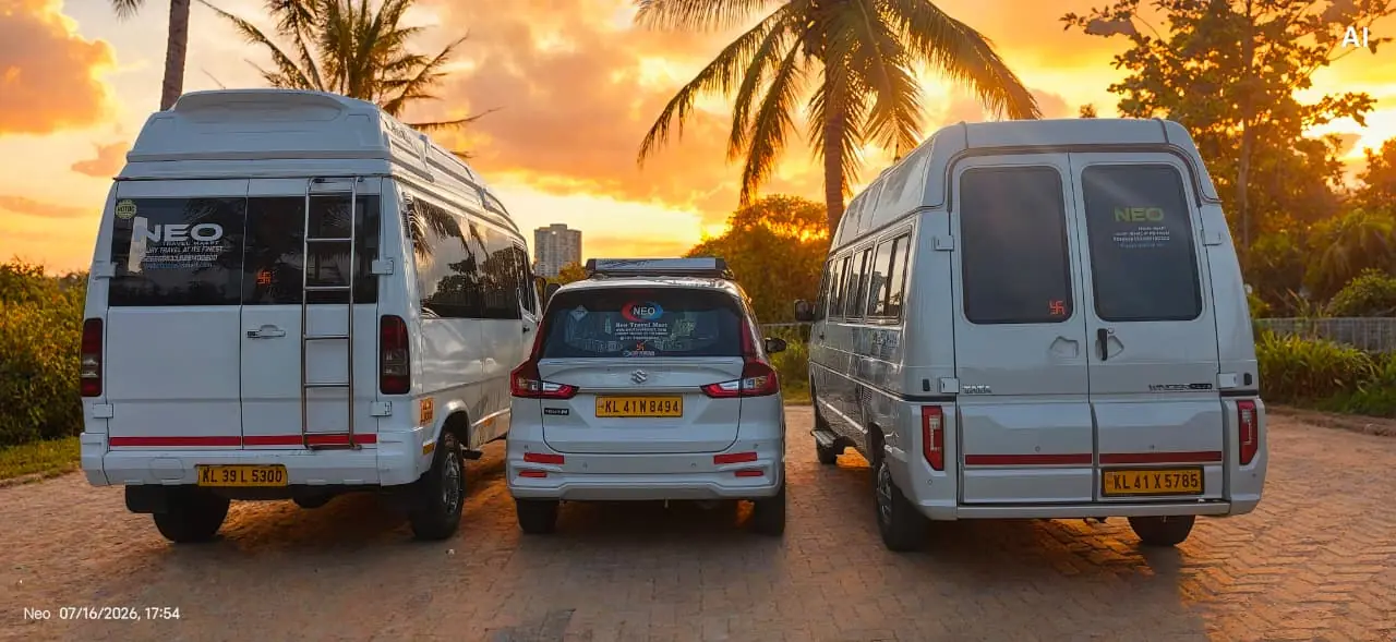 Shri Cabs premium taxi fleet with Force Urbania, Ertiga and tempo traveller rear view